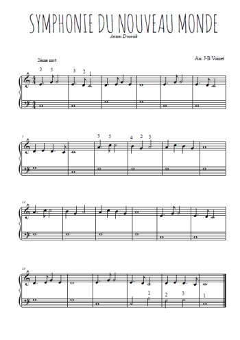 Téléchargez l'arrangement pour piano de la partition de Symphonie du nouveau monde, largo en PDF, niveau facile